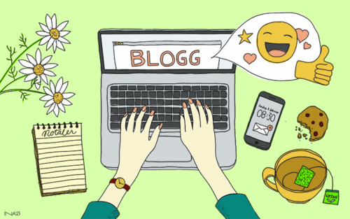 Blogging - hender som skriver på em Mac