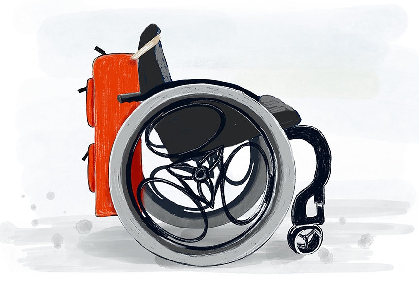 Illustrasjon av en rullestol