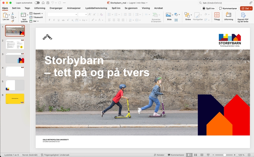 En mal i PowerPoint for Storbybarn som er et prosjekt i regi av OsloMet